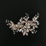 Alloy Rose Crystals Wedding Hair Clip Barrettes Bridal Headpiece