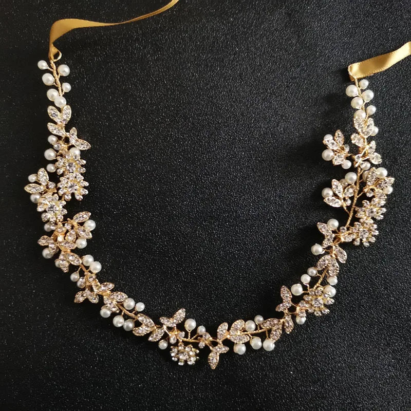 Antique Rhinestone Crystal Pearls Bridal Tiara Headband Hair Accessories