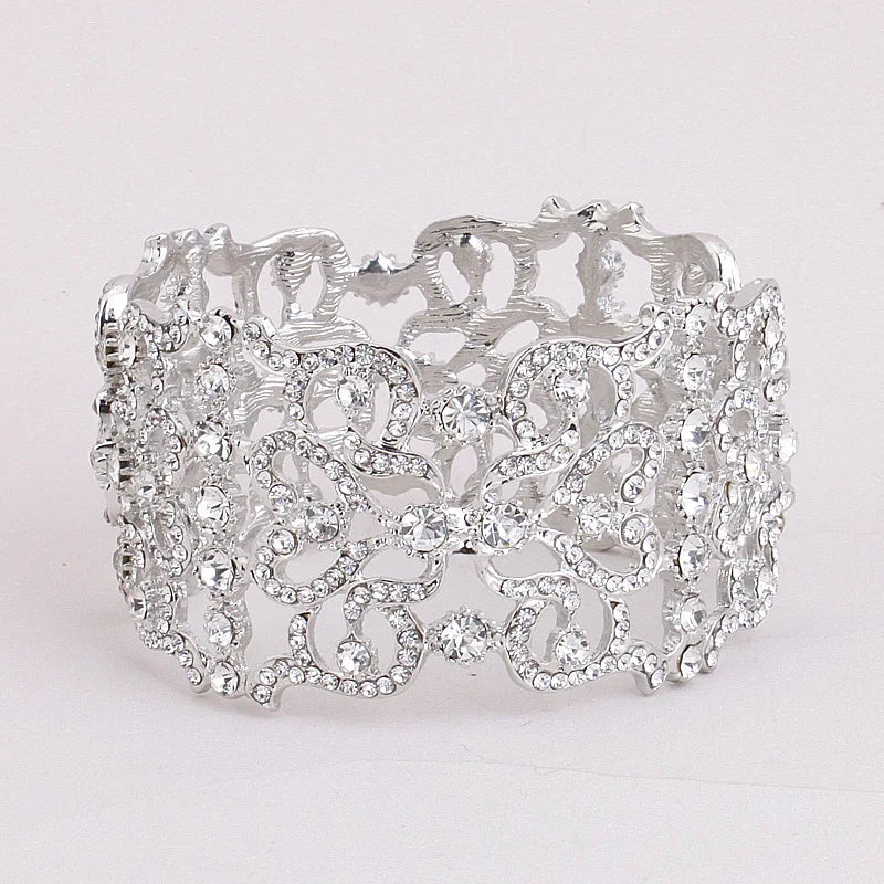 Bridal Rhinestone Wedding Bracelet, Crystal Bangle