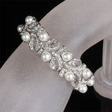 Bridal Rhinestone Crystal Pearls Stretch Bracelet Wedding Accessories