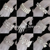 Bridal Rhinestone Crystal Pearls Stretch Bracelet Wedding Accessories