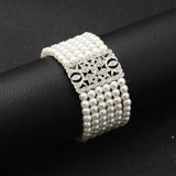 Bridal Rhinestone Crystal Pearls Stretch Bracelet Wedding Accessories
