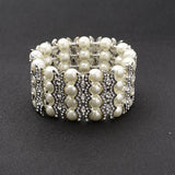 Bridal Rhinestone Crystal Pearls Stretch Bracelet Wedding Accessories