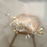 Crystal Rhinestone Pearls Flower Hair Comb Bridal Wedding Accessories