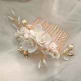 Crystal Rhinestone Pearls Flower Hair Comb Bridal Wedding Accessories