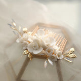 Crystal Rhinestone Pearls Flower Hair Comb Bridal Wedding Accessories