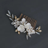 Crystal Rhinestone Pearls Flower Hair Comb Bridal Wedding Accessories