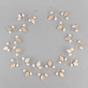 Leaf Pearls Flower Wedding Headband Hair Vine Bridal Hair Accessories