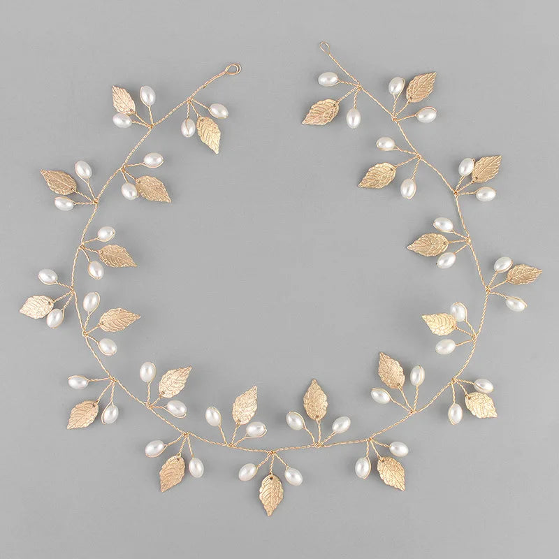 Leaf Pearls Flower Wedding Headband Hair Vine Bridal Hair Accessories