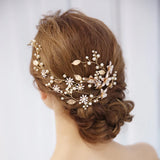 Alloy Flower Leaf Pearls Bridal Headband Hair Vine Wedding Hair Accessor