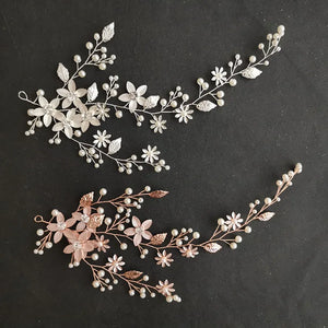 Alloy Flower Leaf Pearls Bridal Headband Hair Vine Wedding Hair Accessor