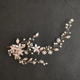 Alloy Flower Leaf Pearls Bridal Headband Hair Vine Wedding Hair Accessor