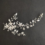 Alloy Flower Leaf Pearls Bridal Headband Hair Vine Wedding Hair Accessor