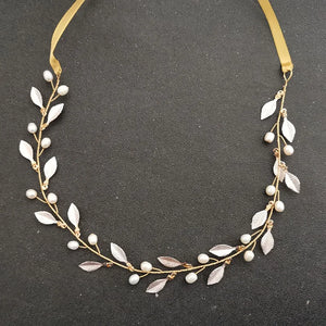 Alloy Leaf Freshwater Pearls Bridal Hair accessories Wedding Headband Hair Vine