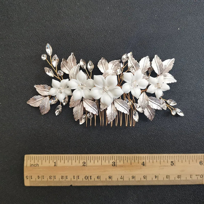 Alloy Rhinestone Flower Bridal Hair Comb Wedding Hair Accessories