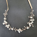 Alloy Flower Leaf Rhinestone Bridal Headband Wedding Headpiece