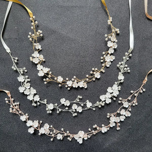 Alloy Flower Leaf Rhinestone Bridal Headband Wedding Headpiece