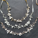 Alloy Flower Leaf Rhinestone Bridal Headband Wedding Headpiece