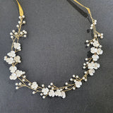 Alloy Flower Leaf Rhinestone Bridal Headband Wedding Headpiece
