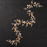 Flower Leaf Rhinestones Pearls Bridal Headband Wedding Headpiece