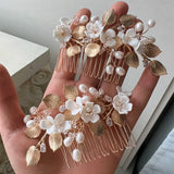 Crystal Rhinestone Zircon Flower Wedding Hair Comb