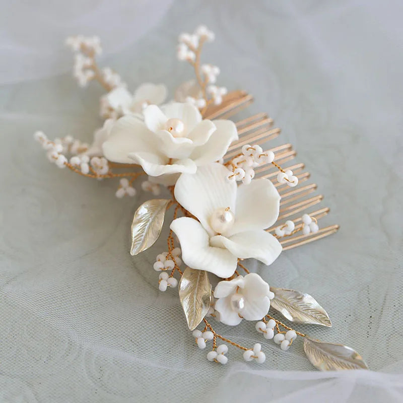 Leaf Rhinestone Hair Comb for Bride