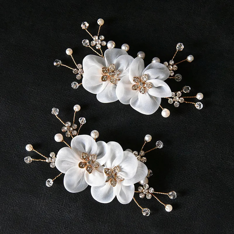 Alloy Rhinestones Crystal Pearls Bridal Shoes Clips