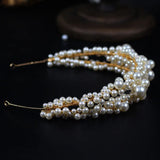 Baroque Style Rhinestones Pearls Wedding Tiara Headband Bridal Hair Accessories
