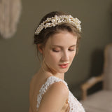 Baroque Style Rhinestones Pearls Wedding Tiara Headband Bridal Hair Accessories