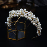 Baroque Style Rhinestones Pearls Wedding Tiara Headband Bridal Hair Accessories