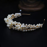 Baroque Style Rhinestones Pearls Wedding Tiara Headband Bridal Hair Accessories