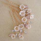 Ceram Flower Alloy Leaf Pearls Bridal Hair Pin Wedding Hair Sticker