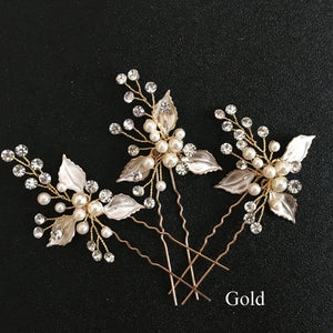 Clear Crystals Pearls Wedding Hair Pin Bridal Hair Stickers