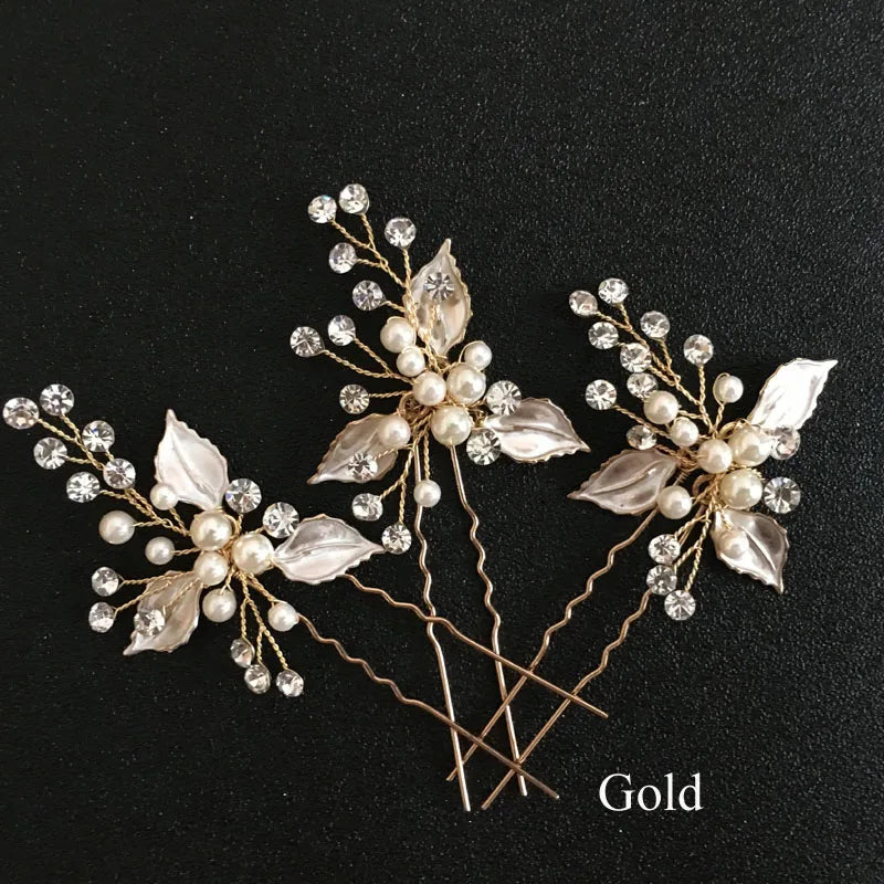 Clear Crystals Pearls Wedding Hair Pin Bridal Hair Stickers