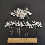 Rhinestone Crystal Pearls Hair Comb & Pin Set Bridal Hair Jewelry