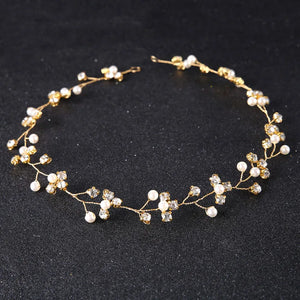 Crystal Pearls Wedding Tiara Headband Hair Vine Bridal Headpiece
