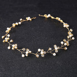 Crystal Pearls Wedding Tiara Headband Hair Vine Bridal Headpiece