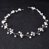 Crystal Pearls Wedding Tiara Headband Hair Vine Bridal Headpiece
