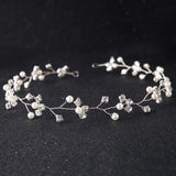 Crystal Pearls Wedding Tiara Headband Hair Vine Bridal Headpiece