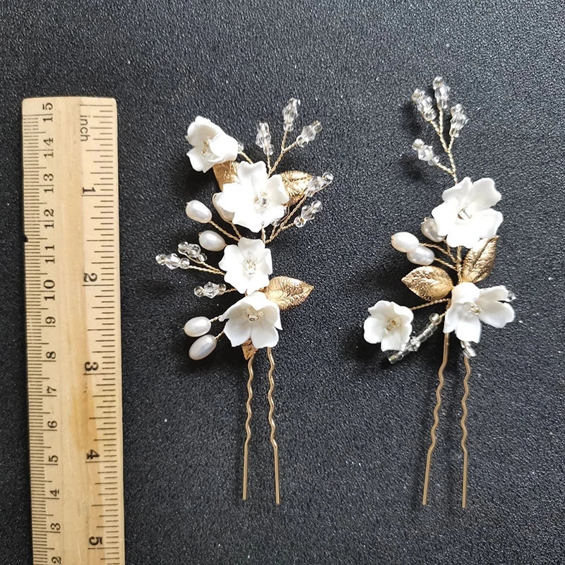 Crystal Rhinestone Freshwater Pearls Bridal Hair Comb Set