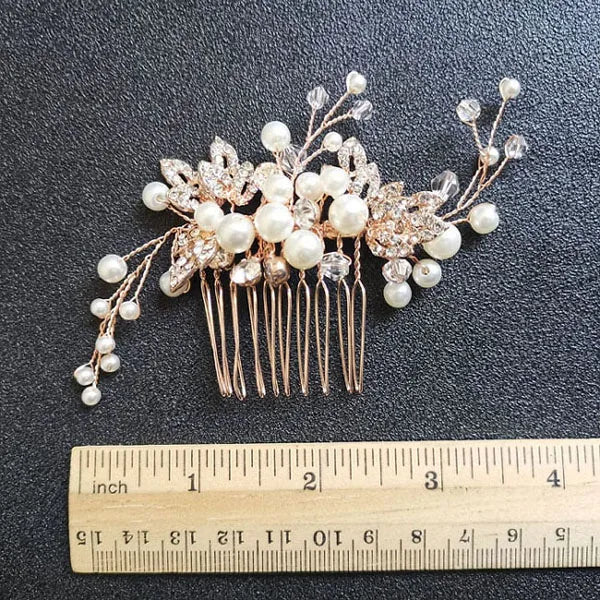 Rhinestone Pearls Wedding Hair Comb Bridal Headpiece Hair Accessorie