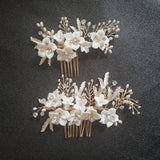 Crystal Rhinestones Pearls Flower Hair Comb Wedding Bridal Accessories