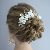Crystal Rhinestones Pearls Flower Hair Comb Wedding Bridal Accessories