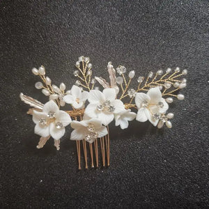 Crystal Rhinestones Pearls Flower Hair Comb Wedding Bridal Accessories