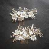 Crystal Rhinestones Pearls Flower Hair Comb Wedding Bridal Accessories