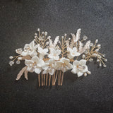 Crystal Rhinestones Pearls Flower Hair Comb Wedding Bridal Accessories