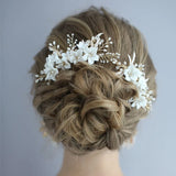 Crystal Rhinestones Pearls Flower Hair Comb Wedding Bridal Accessories