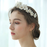 Rhinestone Leather Flower Bridal Tiara Wedding Crown