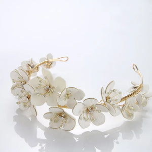 Rhinestone Leather Flower Bridal Tiara Wedding Crown