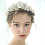 Rhinestone Leather Flower Bridal Tiara Wedding Crown